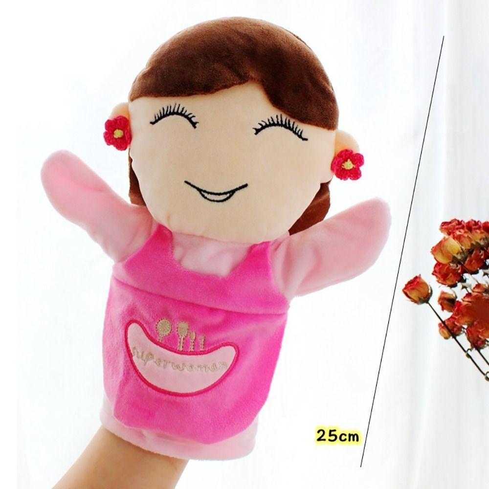 High Quality Portable Plush Storytelling Puppet 25CM Cartoon Story Hand Puppet Familys Members Finger Puppetry Toy