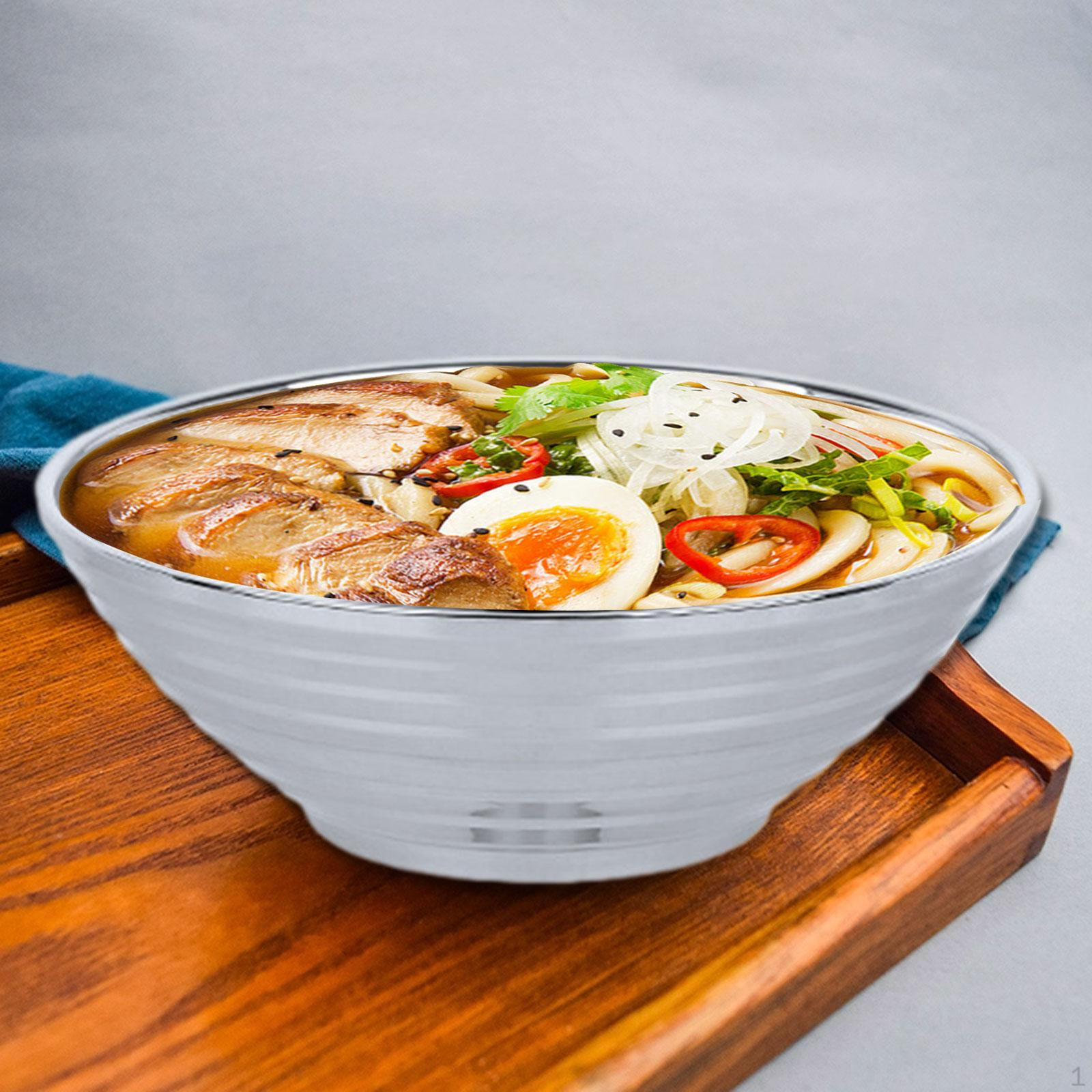 

Stainless Steel Bowl Food Serving Bowls Double Layer Noodle Soup Nesting for Home Silver