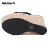 Aneikeh Sandali Zeppa Donna Ciabatte Punta Aperta Piattaforma Estive Tacco Super Alto Scarpe da Festa Donna Taglia 35-42