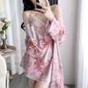 New women's summer ice silk pajamas sexy chest pads spring and autumn suspenders Internet celebrity shorts two-piece loungewear set