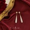 Silver Needle French Retro Pearl Water Drop Ear Women's Ring, Light Luxury Foreign Quality Face Skinny Long Earrings Earrings