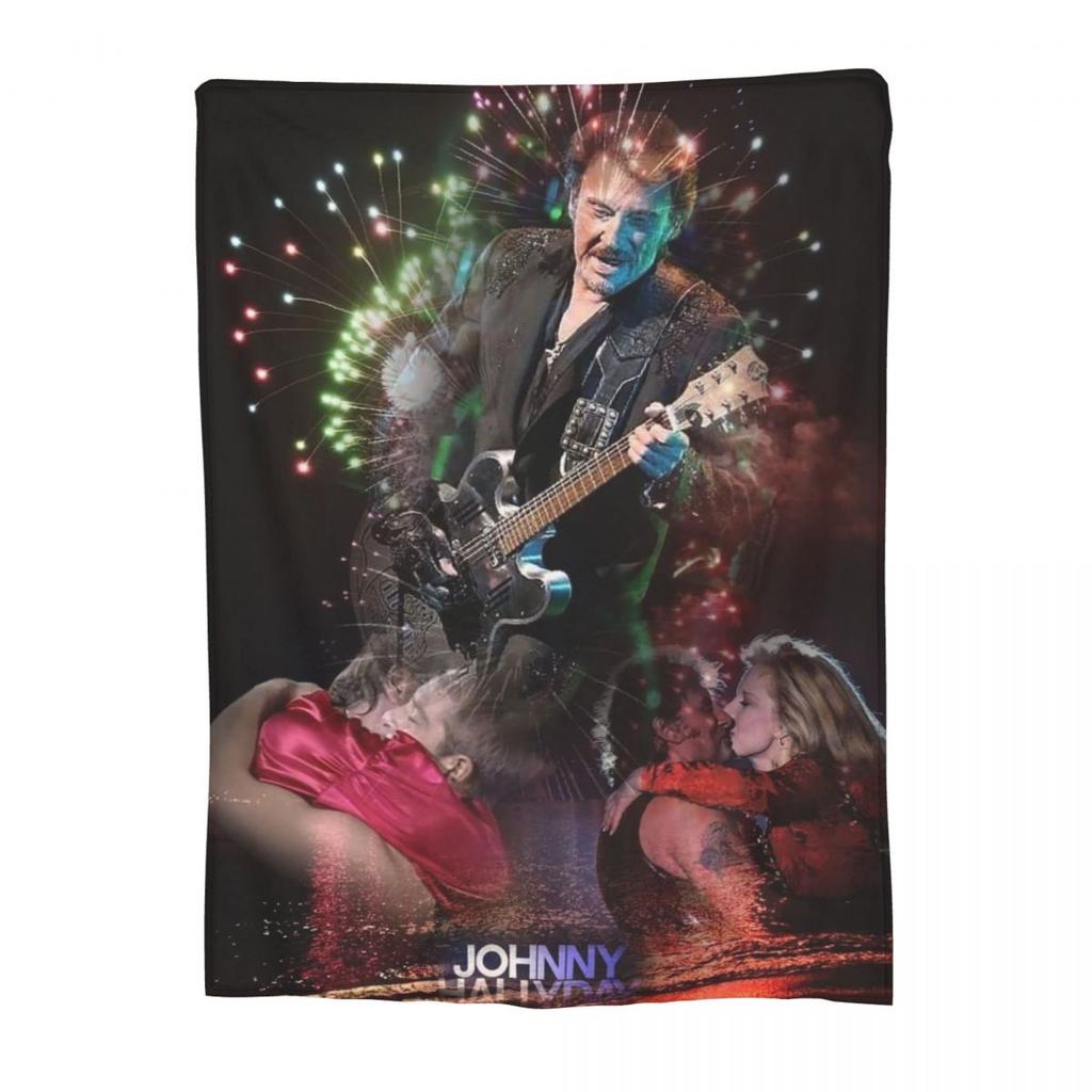 Rock Star Johnny Hallyday Rock'n Roll Blankets Sofa Throw Blanket Throw Blankets for Bedroom Outdoor Throws Bedspread Quilt