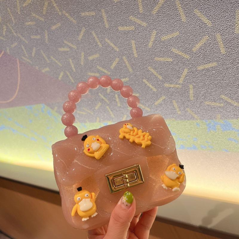 Children's cute cartoon jelly bag girls silicone change bag messenger bag little girl mini pearl handbag