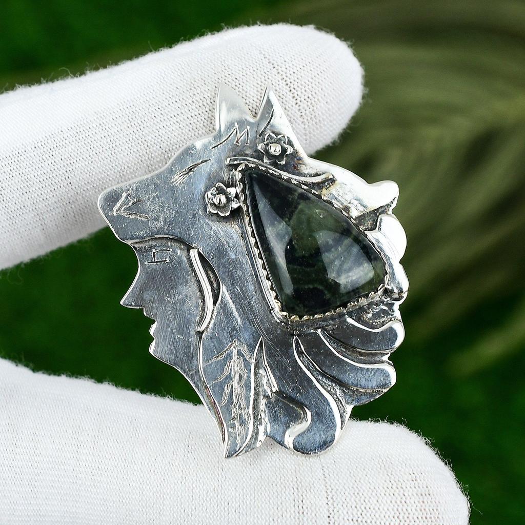 925 Silver Natural Kambaba Jasper Wedding Bezel Ethnic Sister Boho New Pendant