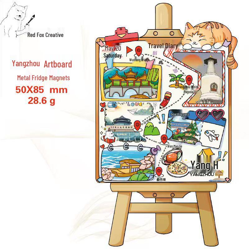 Nanjing and Suzhou Wooden Magnet: Cultural Travel Souvenir Decorative Sticker