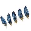 5Pcs Retro Gold Foil Feather Sticker Adhesive PET Sticker Water Resistant Decorative Sticker for Journal Photo Album