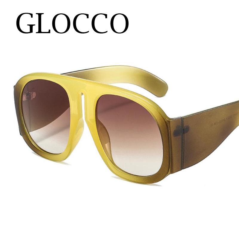 Yellow Oversized Pilot Sunglasses Women Luxury Designer Wide Square Gradient Sun Glasses Trendy Big Frame