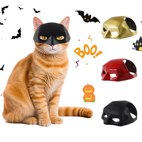 3Pcs Halloween Cat Mask Cat Superhero Cosplay Apparel Bat-Themed Pet Costume Accessories for Small Medium Cats