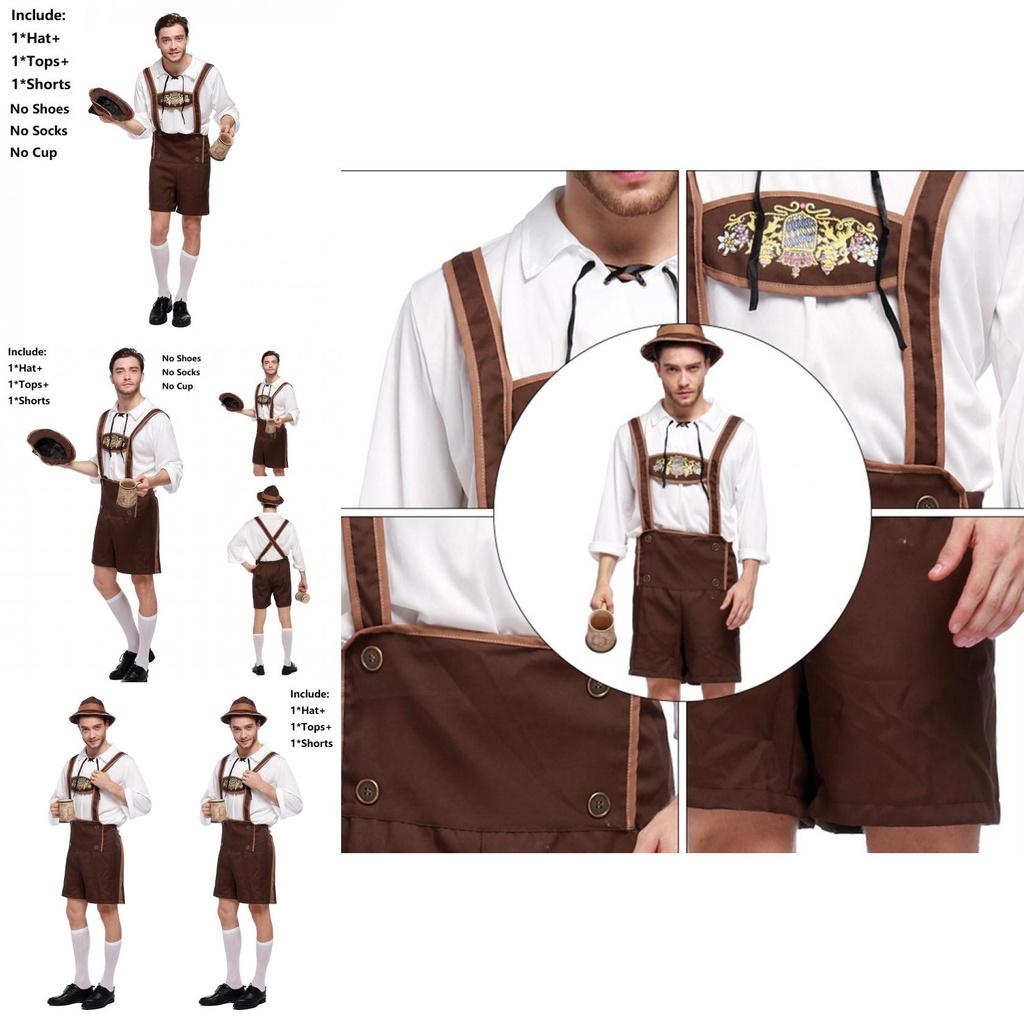 Stilvolle Herren Oktoberfest Kleidung Cosplay Kostüm Mit Einfarbigem Hemd Und Hosenträgern