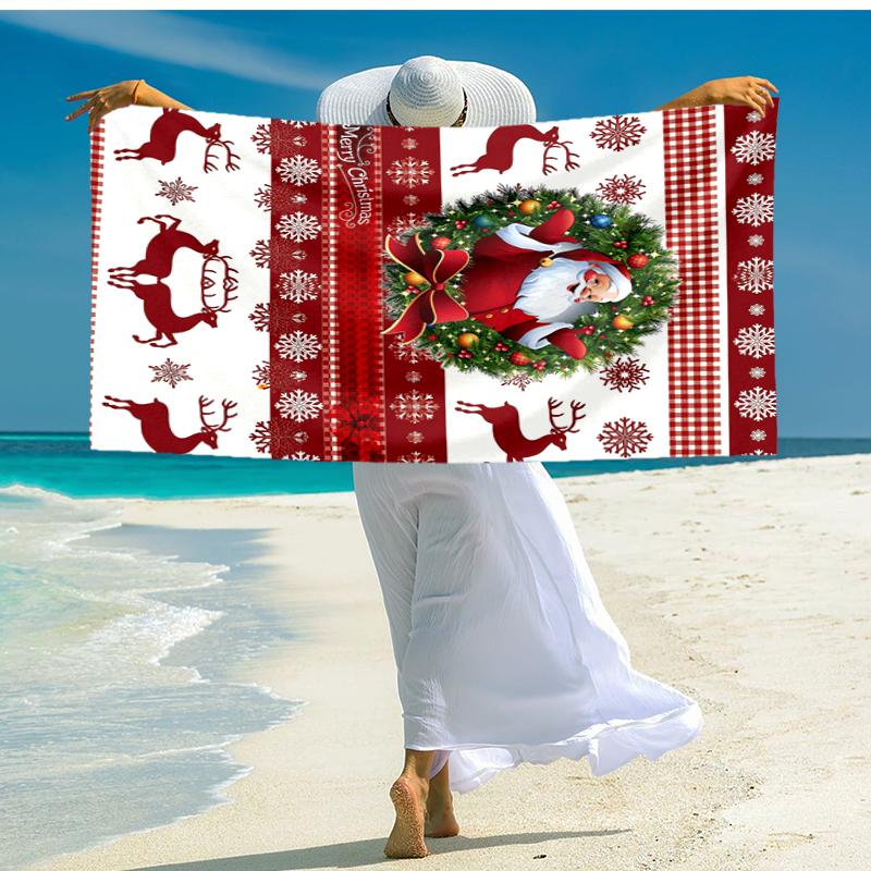 Ultra-Soft Beach Towel with Christmas Theme,Ideal for Pool - Camping, Diving - Perfect Travel Essential, Vibrant Beach Towel.