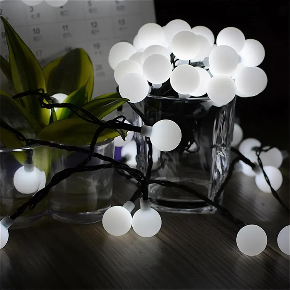 5/7/12M Solar Outdoors String Lights Ball String Fairy Light Party Wedding Birthday Decoration Garland Fairy Garden Holiday