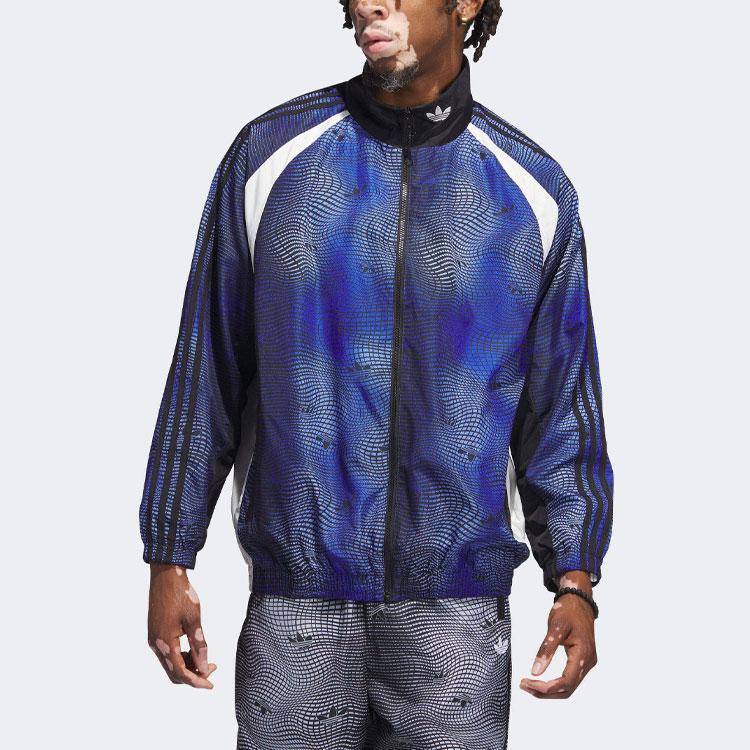 Adidas Originals Patterned Stand Collar Long Sleeve Jacket Men Jacket Blue Black IL2334