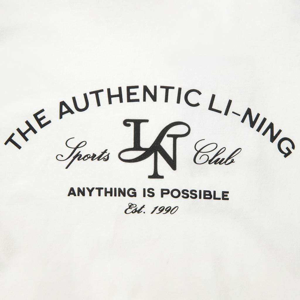 Li Ning Sports Trend Series Casual Minimalist Spliced Short Sleeve T-Shirt Women T-Shirts Off-White Black AHSV194-4