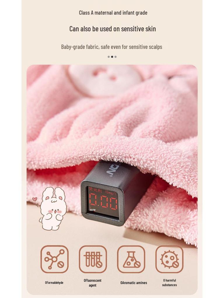 Thickened Cartoon Coral Fleece Hair Drying Towel - Absorbent, Quick-Drying, Foldable & Warm Head Wrap Cap