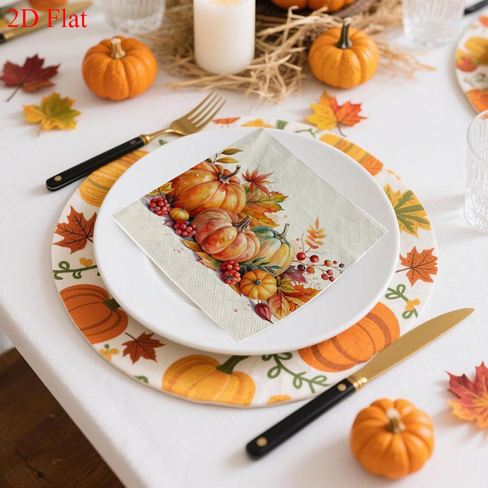 20pcs Disposable Napkins with Pumpkin, Scarecrow Pattern Print for Wedding,Parties,and Daily Use for Thanksgiving Fall Christmas Table Decoration