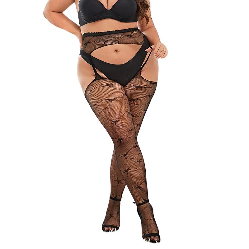 Plus Large Size Women Lace Fishnet Stockings Female Lingerie Tights Leggings Female High Waist Mesh Pantyhose for Women XXXL