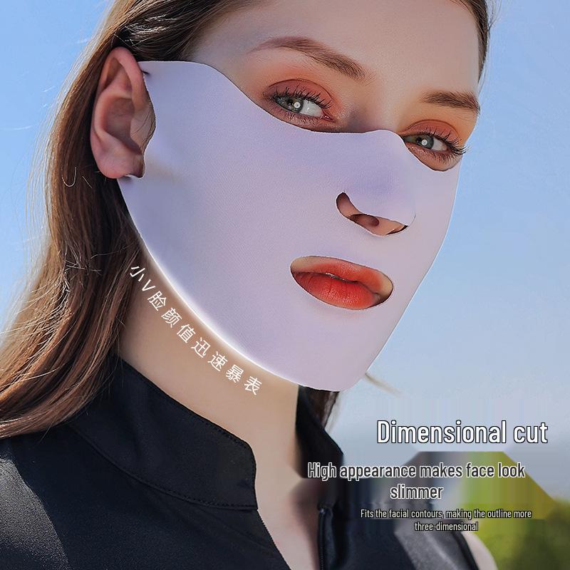 Women's Ice Silk Sunscreen Mask - Breathable, Moisturizing, Seamless Ear-Hanging Sun Visor