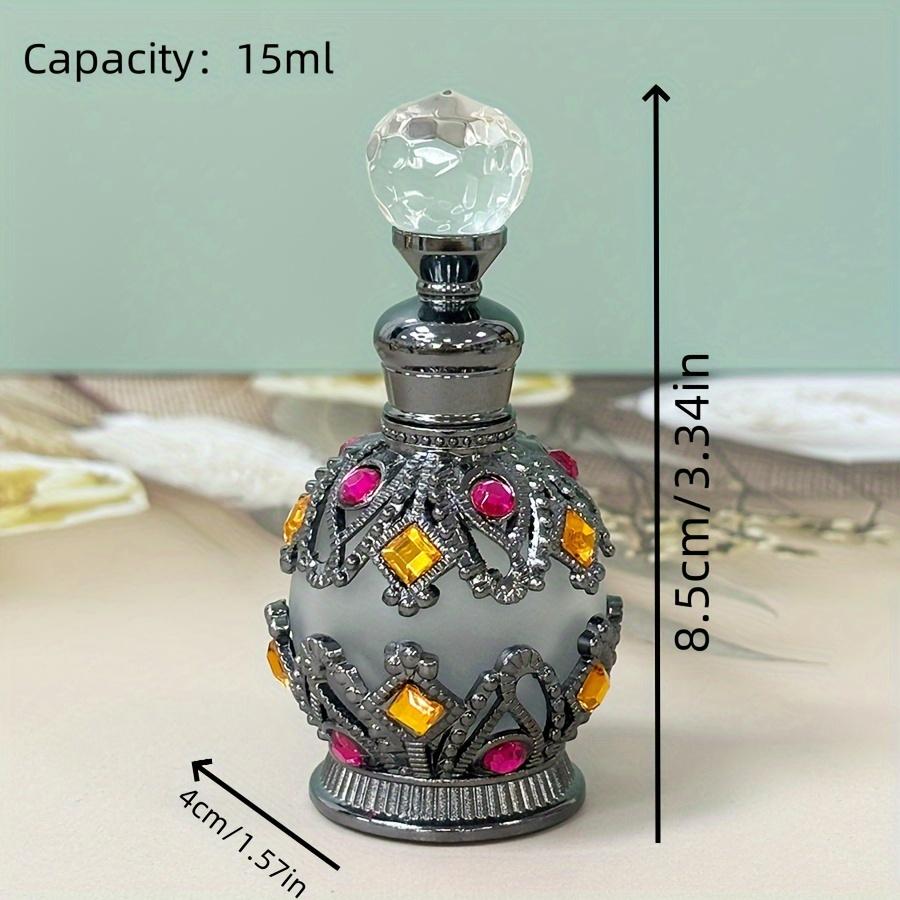 0.51oz Vintage Round Glass Perfume Bottle, Dubai Arabic Style, Home Decor Dresser Ornament, Festive Gift for Women