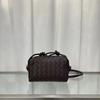 Womens Small Square Leather Crossbody Bag With Woven Detail Soft Genuine Cowhide Shoulder Phone Camera Daily Use