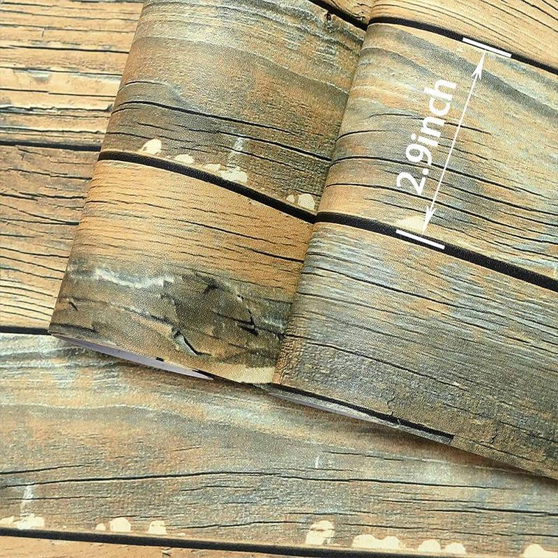 Distressed Wood Wallpaper Self-Adhesive Vinyl Peel and Stick Contact Paper Wood Wall Paper Shelf Home Decoration Kitchen Counter