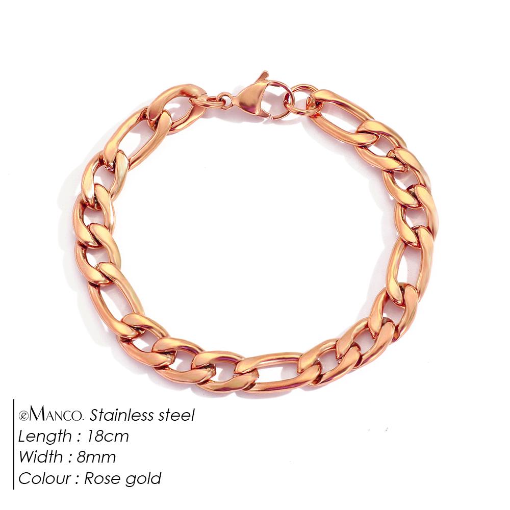EManco Female Figaro Link Chain Stainless Steel Bracelet Gold Charm Bracelets Chain Bracelets for Women Man Gifts