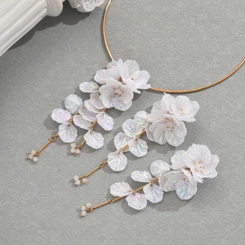 Nature Inspire Blooms Jewelry Set Comfort Fit Necklace Earrings Set Decoration for Casual or Formal Occasions