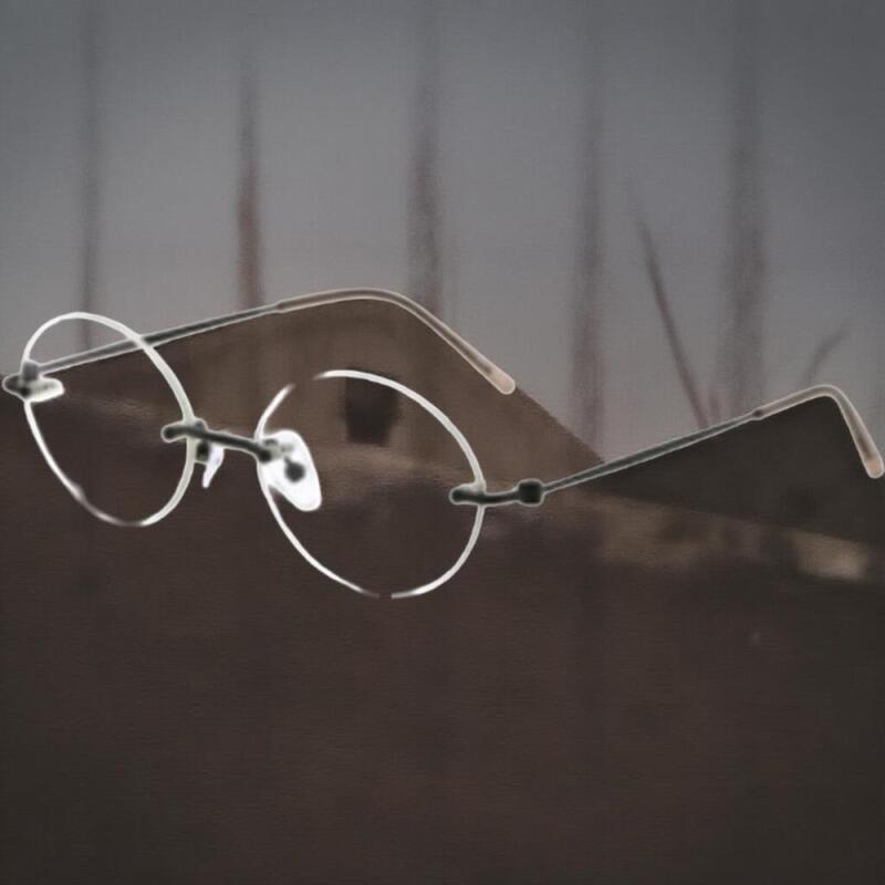 

Унисекс узкие модные круглые очки без оправы с металлическими дужками matte black