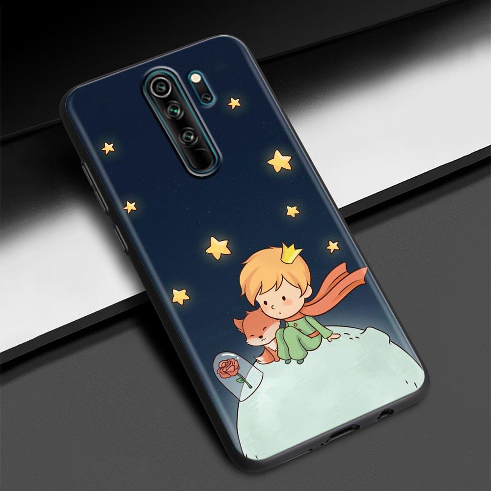 Mały Książę Gwiaździste Niebo Fox Obudowa Telefonu dla Redmi K40 K40S K50 6 6A 7 7A 8 8A 9 9A 9C 9T 10 10C Pro Plus Czarny Miękki Etui