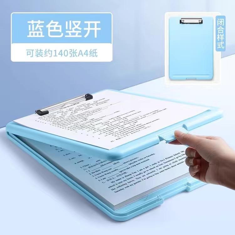 A4 Clipboard with Storage Folio Plastic Clipboard with Low Profile Clip Nursing Clip Boards File Binder Clipboard Case Office
