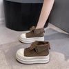 Damen Plateauschuhe Retro Wildleder Freizeitschuhe Klassische Atmungsaktive Canvas Stiefel für Damen Stiefeletten Schnürung Vulkanisiertes Schuhwerk