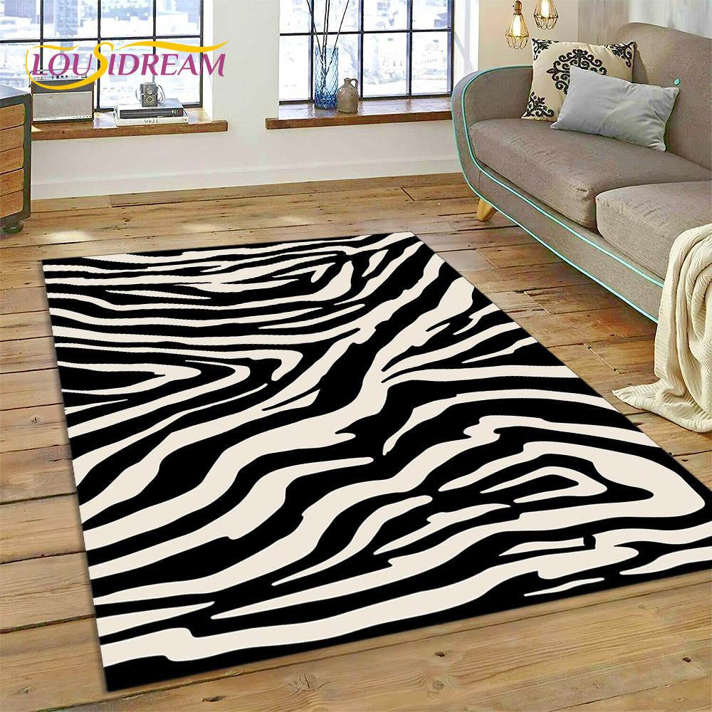Colorful Zebra Stripe Leopard Tiger Print Pattern Rug Carpet for Living Room Bedroom Decor,Non-slip Decoration for Sofa Doormat