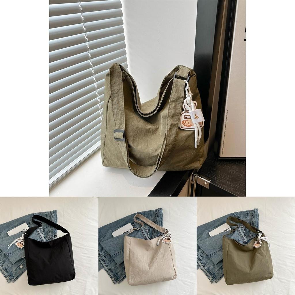 Trendy Korean Style Single Shoulder Tote Bag For Summer With Spacious Design And Soft Canvas Material