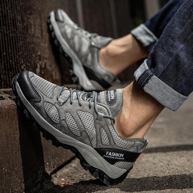 

2025 Походная обувь Мужская Женская Сетчатые Кроссовки Дышащая Горная обувь Мальчик Весна Осень Лето Рабочая обувь Для улицы Треккинг 38 серый