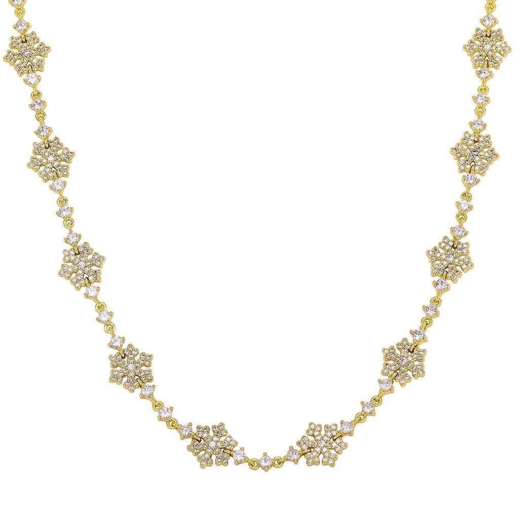 High-End Christmas Snowflake Jewelry Set: Full Diamond Necklace & Clavicle Chain with Niche Design Bracelet for Women