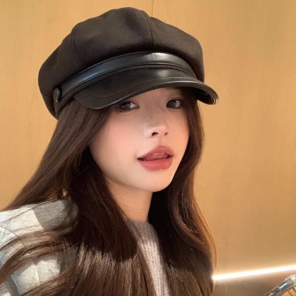 Cotton Beret Hat Windproof Newsboy Hats Retro Panama Cap  for Women