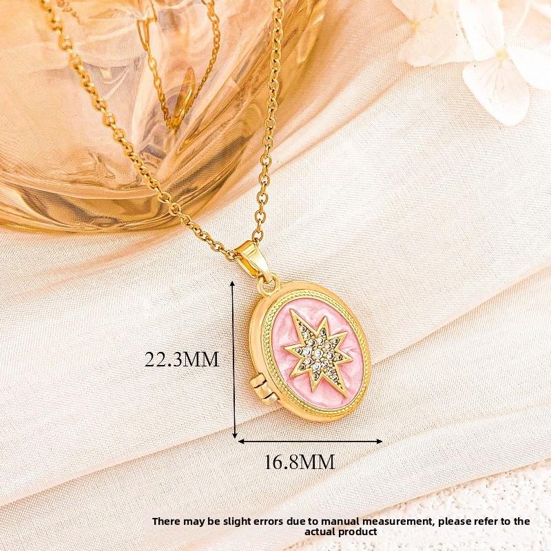 Star-shaped Necklace with Simple Design, Can Open Photo Clip, Collar Chain for Women