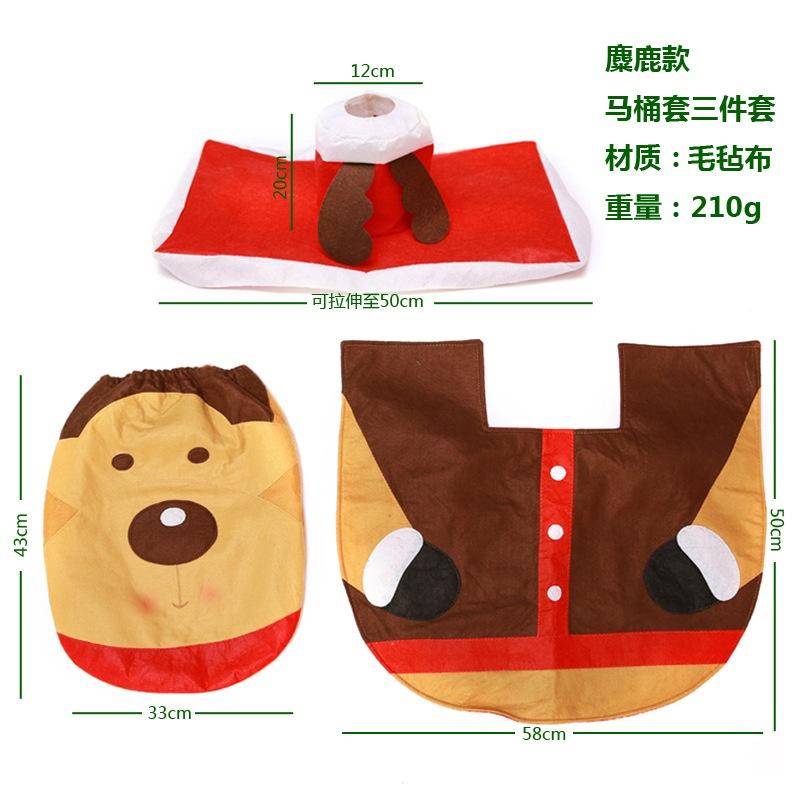 3pcs/set Christmas Fancy Santa Claus Snowman Toilet Seat Cover and Rug Set Xmas Home Bathroom Decor Set
