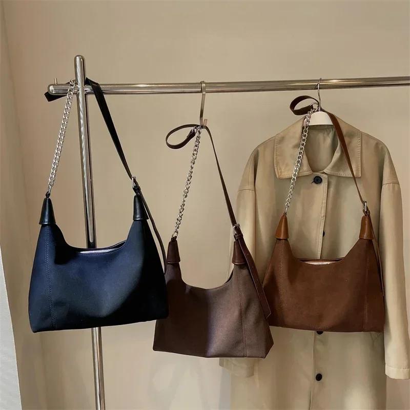 Retro Frosted Women's Large Bag  Autumn and Winter New Large Capacity Shoulder Bag High-end Texture Commuting Crossbody Bag