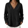 Women's Fashion Color Lace V-Neck Long Sleeve Loose Fit Blouse