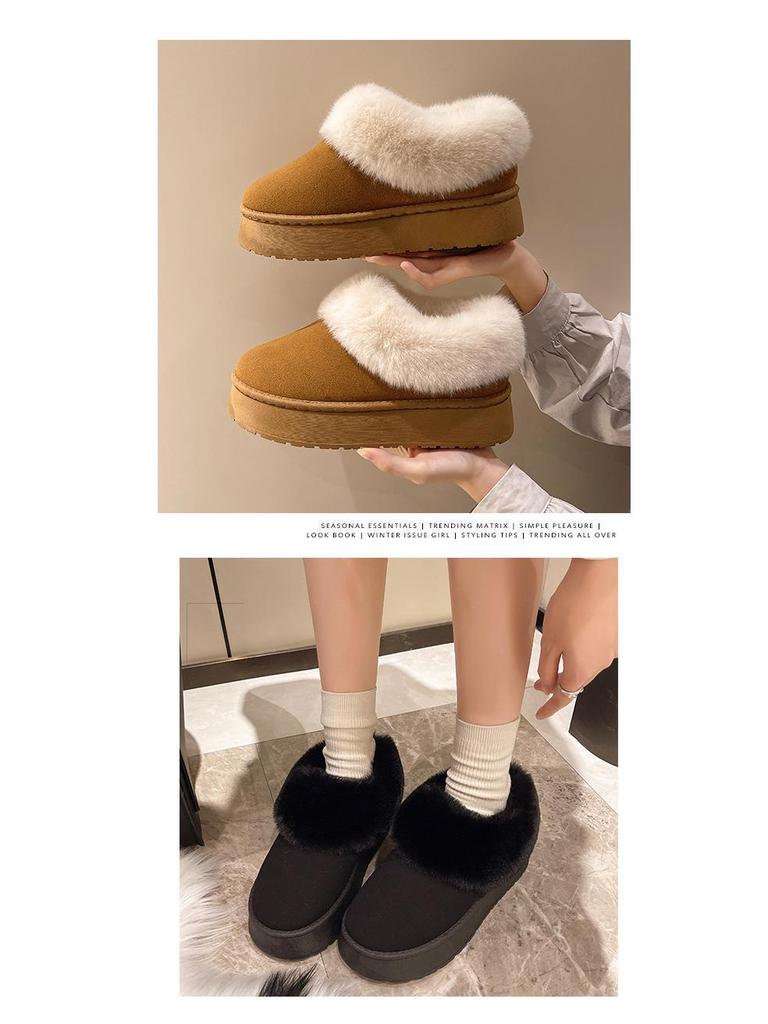 Damen 2024 Samtgefütterte Schneestiefel - Rutschfeste, Dicksohlige Pelzstiefel für den Winter