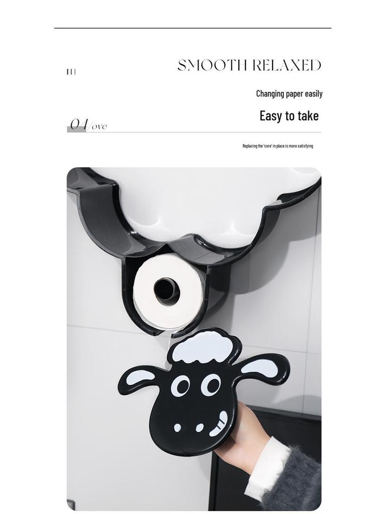 Wall-Mounted Sheep Tissue Holder - Creative Toilet Paper Storage Rack for Living Room and Bathroom