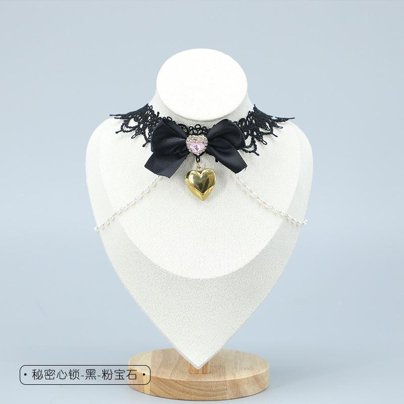 Süßes Mädchen Anzieh-Spitzenhalskette Metall-Liebes-Schlüsselbein-Kette Schmuckhalskette Kragen Lolita-Halskette