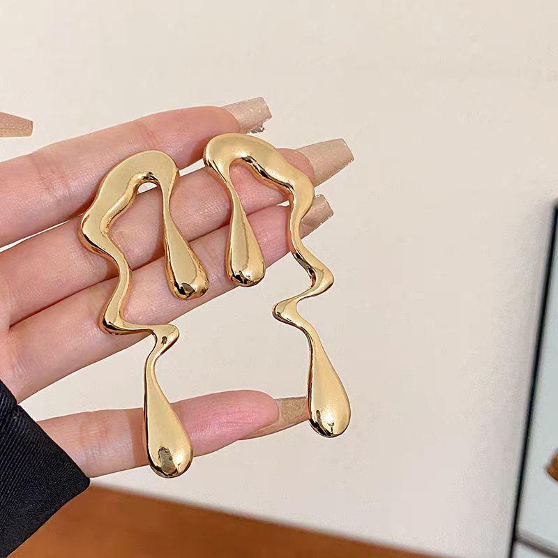 Metal Irregular Water Drop Stud Earrings 2025 Popular Earrings European and American Exaggerated Unique Earrings