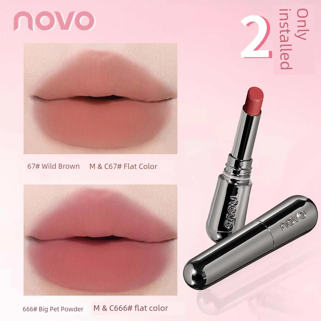 Novo Lipstick Female Waterproof Long Lasting and Does Not Fade No Stain on Cup Nude Color Series Moisturizing Matte White Lip Lacquer Genuine Goods