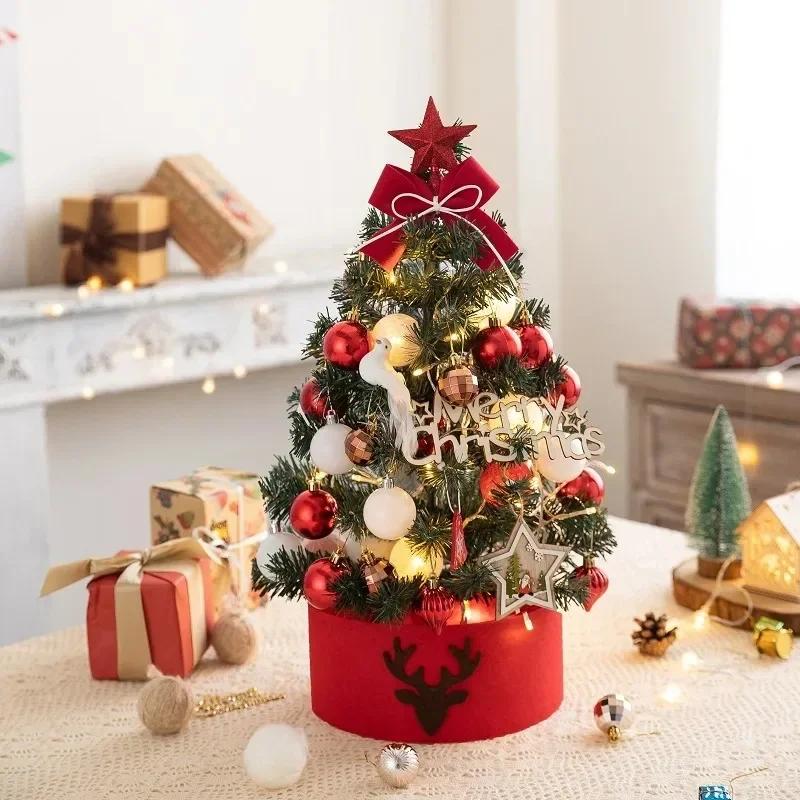 2PCS 2025 Christmas Decoration Desktop Christmas Tree Set Christmas Decoration Ornament Mini Small Christmas Tree Christmas Gift
