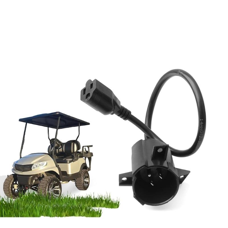 Golf Cart Charging Receptacle for Club Car Precedent 3 Pin Inlet 125V Replacement Port Assembly with Round Housing and Attached Lead Wire