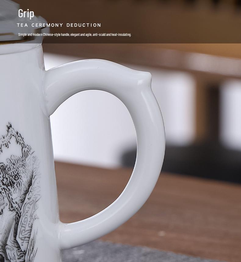 Ceramic Tea Infuser Mug with Lid and Custom Logo - Large Capacity