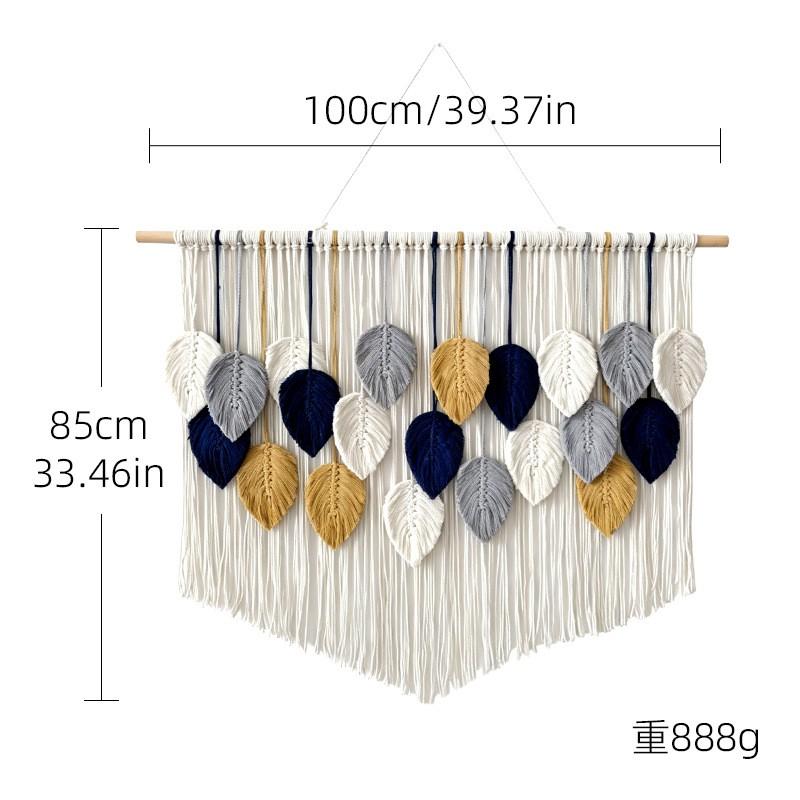 Bohemian Handwoven Leaf Tapestry Wall Hanging Living Room Bedroom Decor Cotton Tassel Art