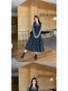 Plus Size Plaid Two-Piece Look Dress - Spring 2026 Slimming Long-Sleeved Waist-Cinched Skirt for Women