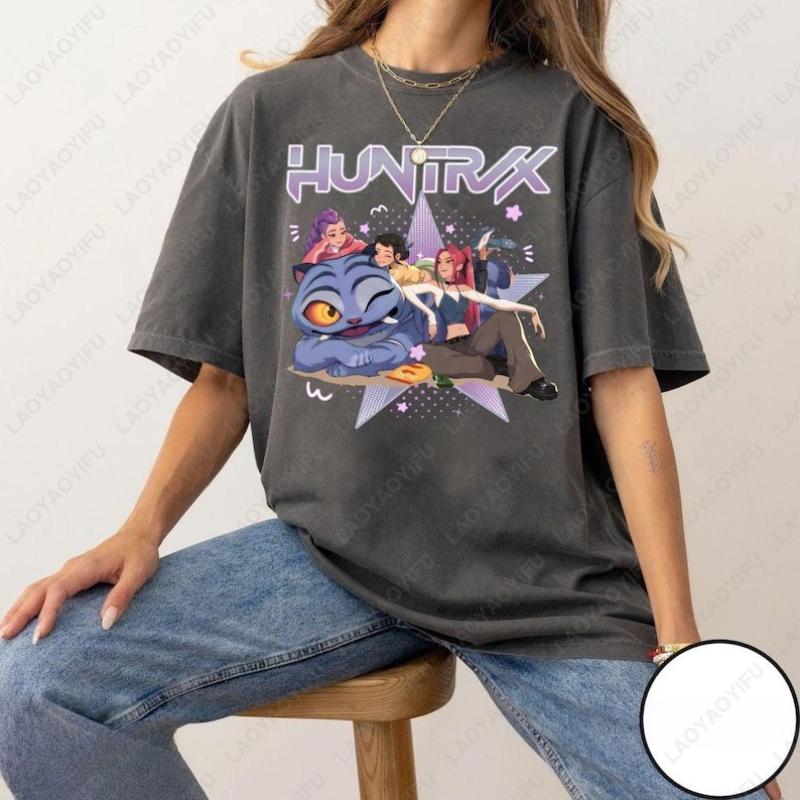 Kpop Huntrix Dämonenjäger Kleidung Mira Rumi Zoey Derpy Tiger T-Shirts Geschenke für Fans Männer Frauen Baumwolle Alles Kombinierbar Camisetas T-Shirt